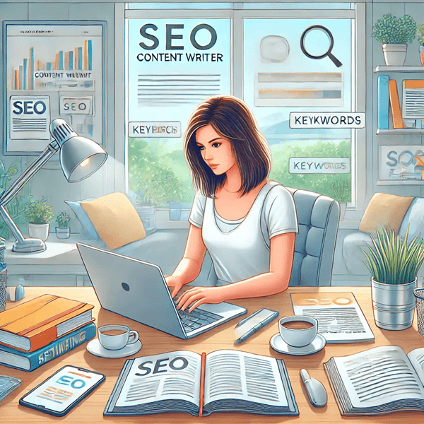 redactrice seo en train de rédiger un article